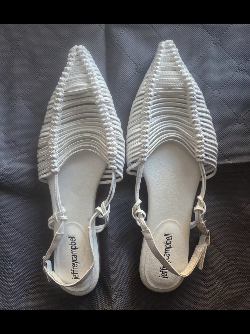 Jeffrey Campbell White Woven Pointed Slingback Flats